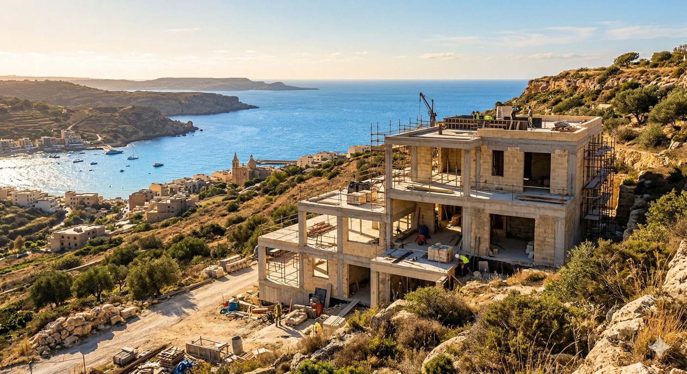 The same Malta villa in shell form, before fit-out
